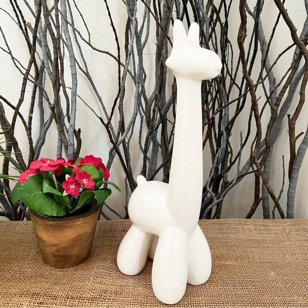 Giraffe Ceramic Balloon Figure White - Picture 4 of 6